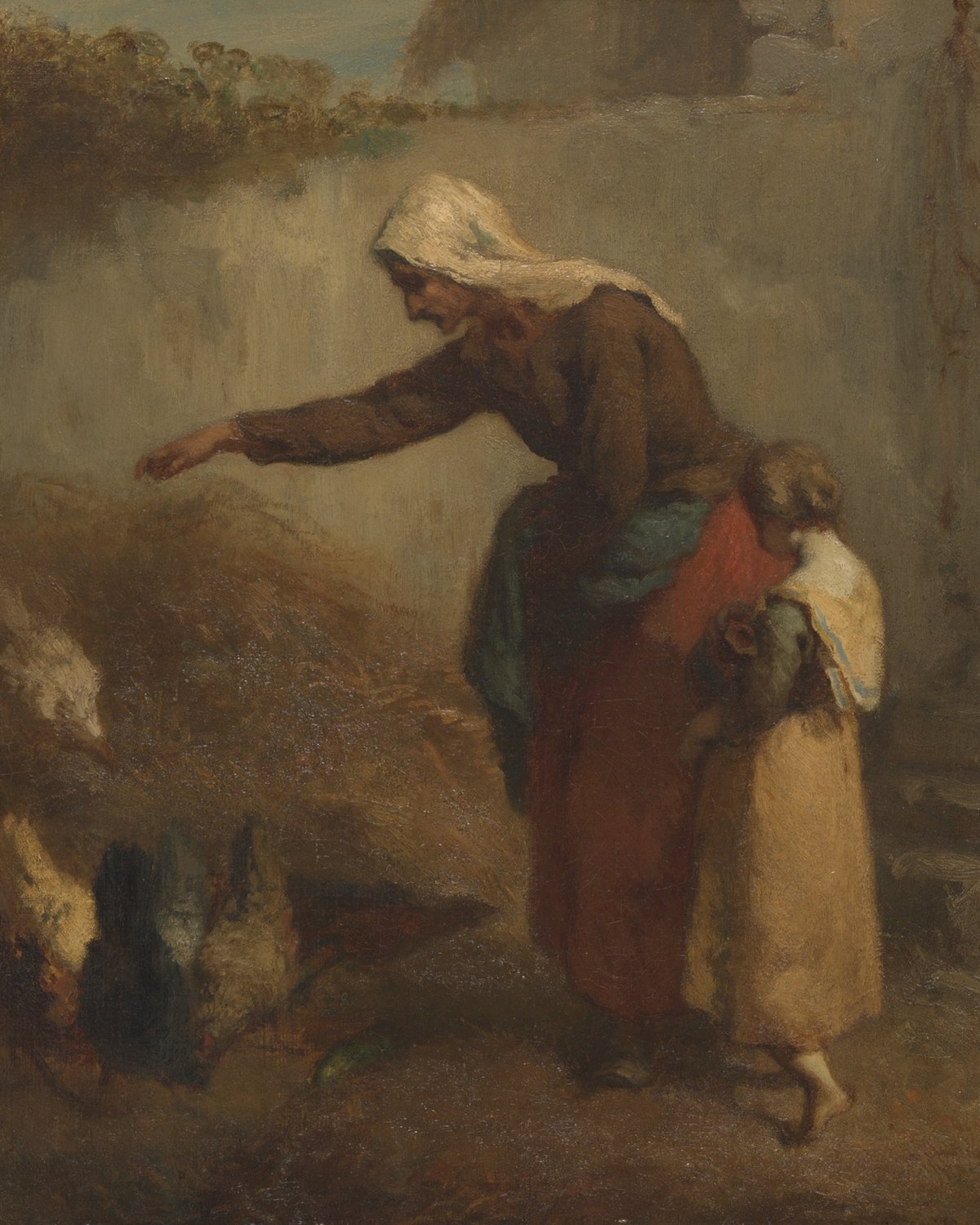 Woman Feeding Chickens, Jean François Millet