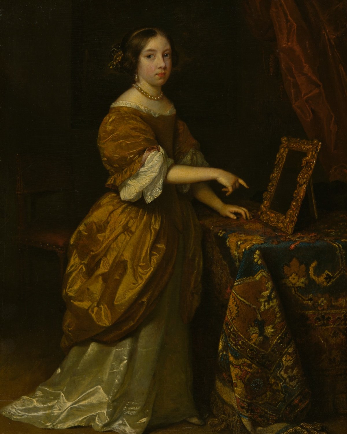 Girl Standing before a Mirror, Caspar Netscher