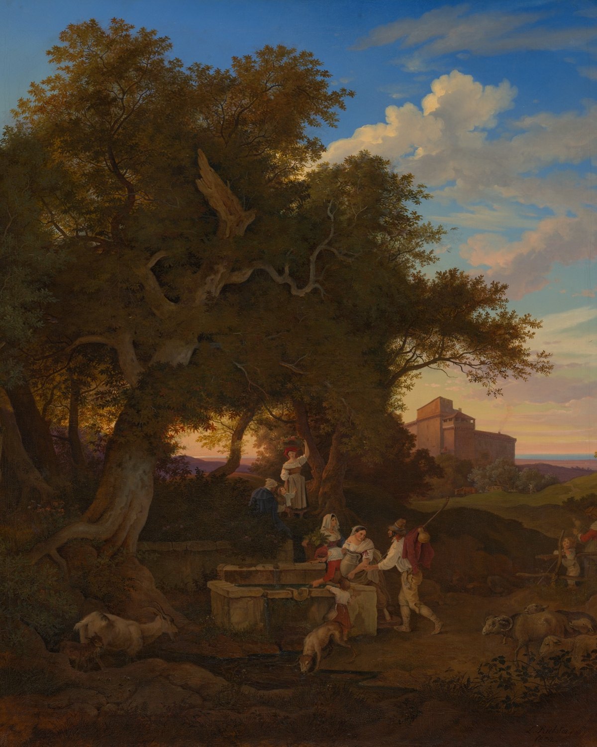 The Fountain at Grottaferrata, Ludwig Richter