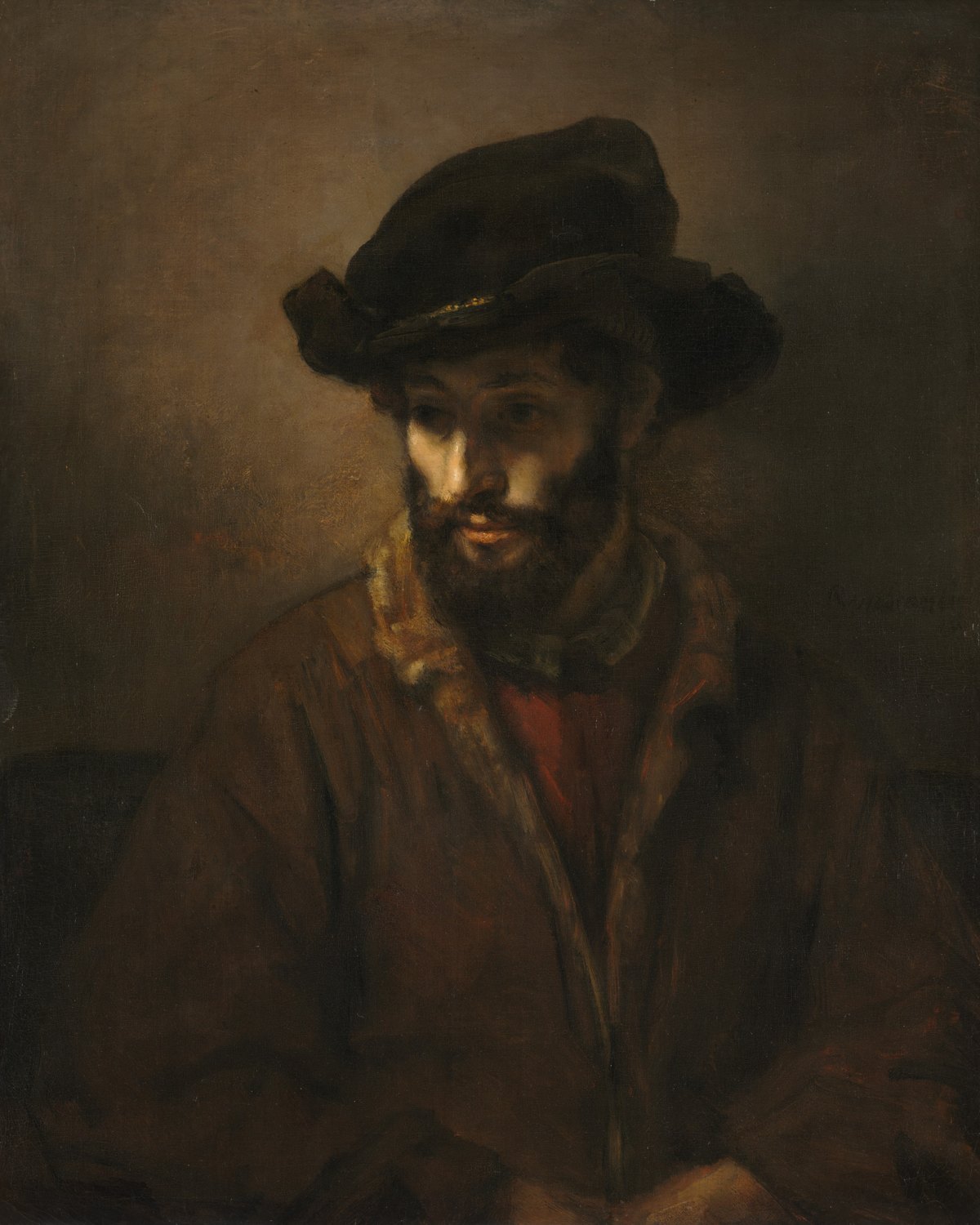 A Bearded Man Wearing a Hat, Rembrandt van Rijn