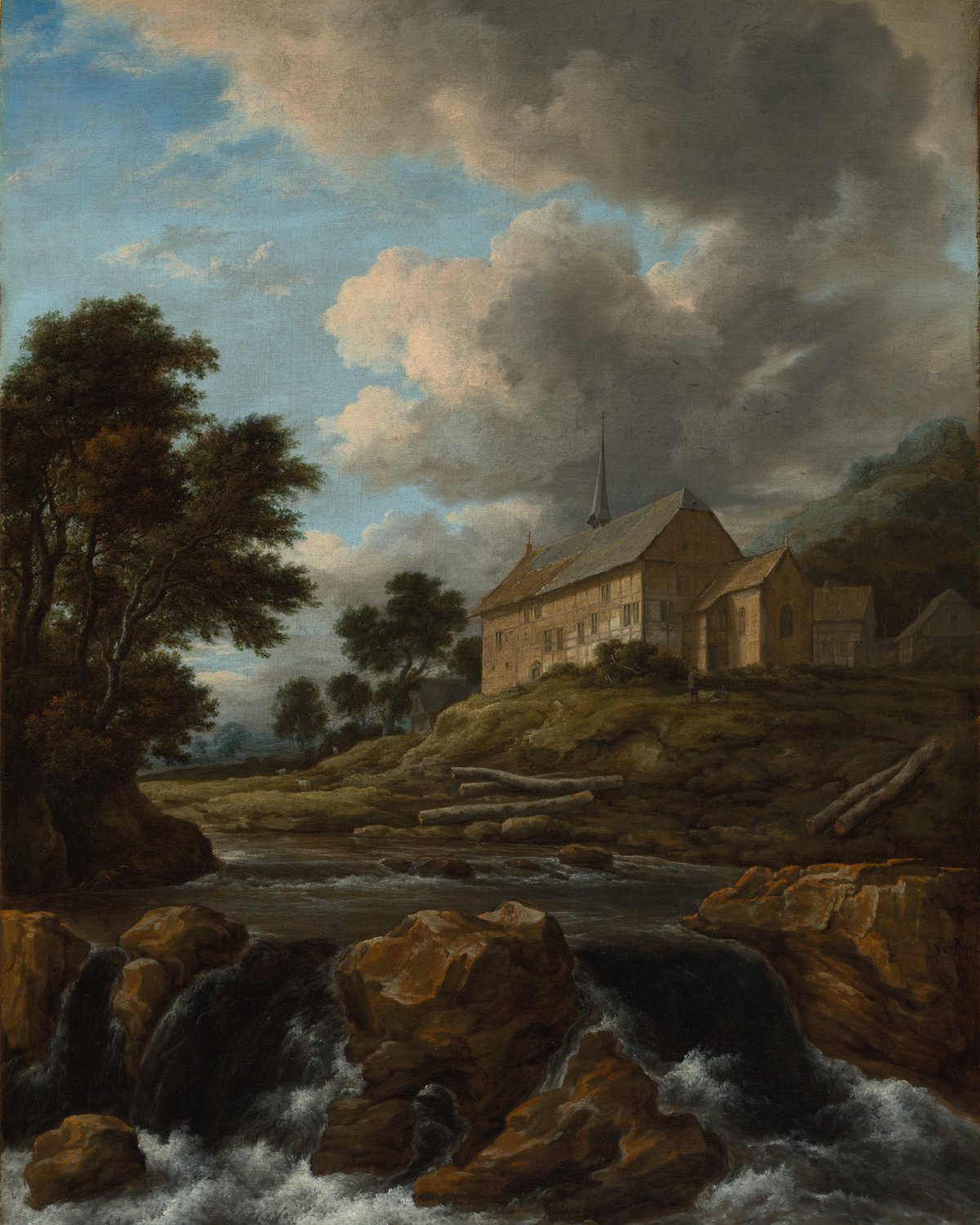 Landscape with a Church by a Torrent, Jacob van Ruisdael
