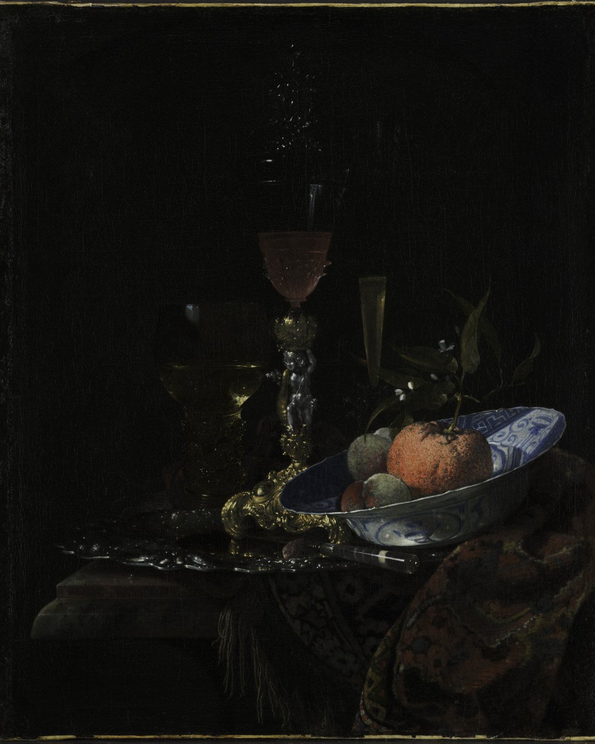 Wineglass and a Bowl of Fruit, Willem Kalf