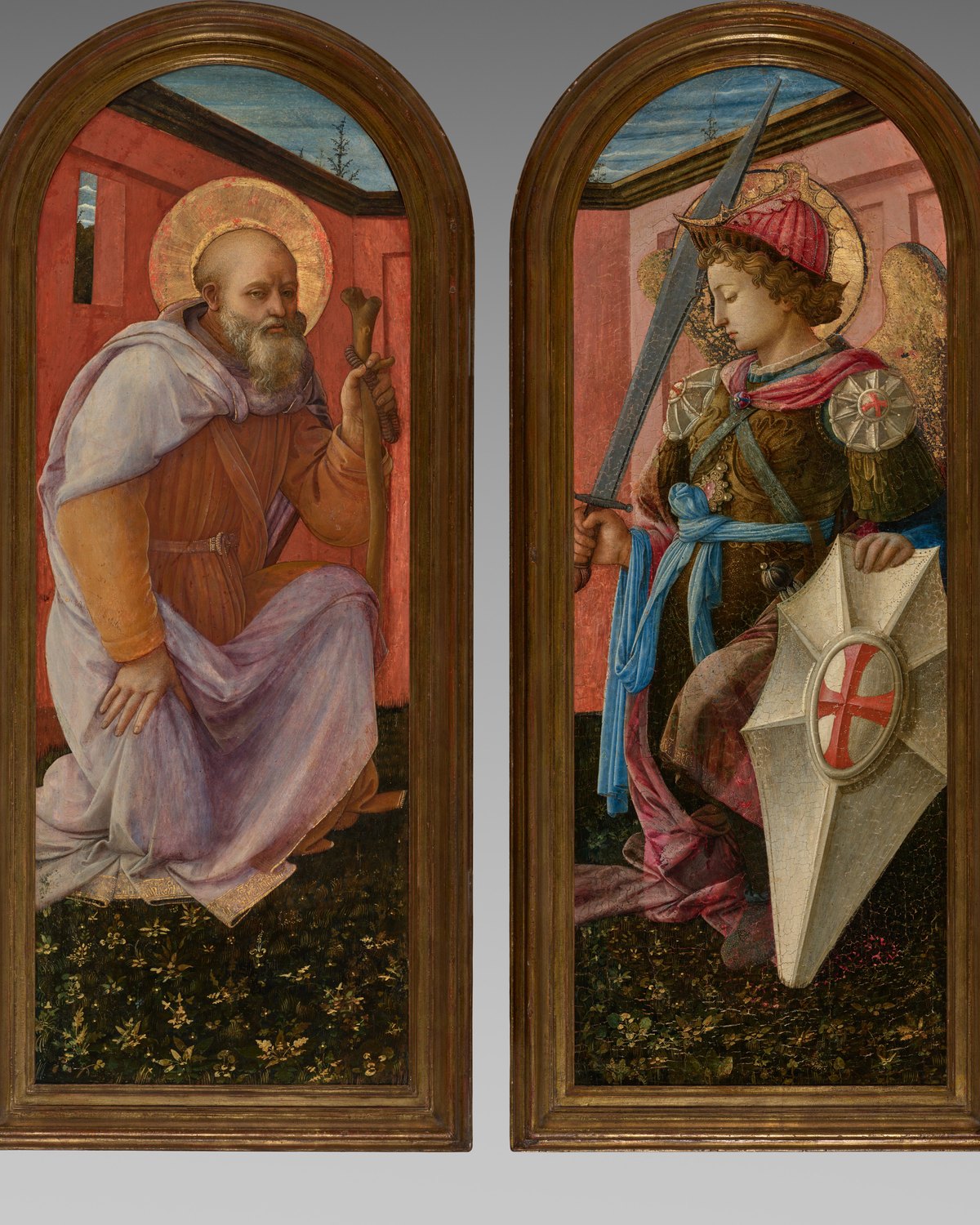 Pair of Panels from a Triptych: The Archangel Michael and St. Anthony Abbot, Fra Filippo Lippi