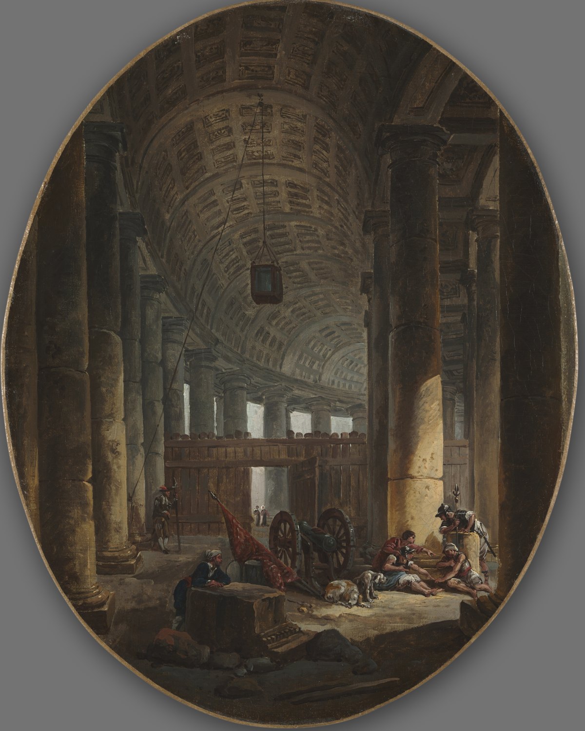 The Colonnade of St. Peter's, Rome, during the Conclave, Hubert Robert