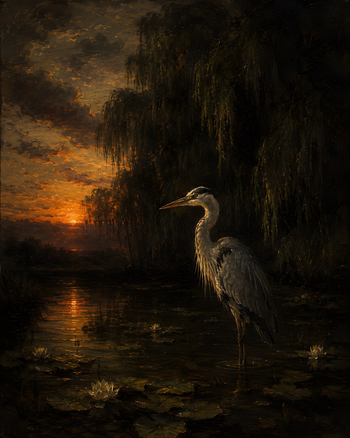 Heron at the Pond, Maison Soleil