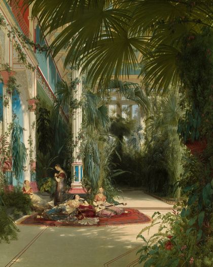 The Interior of the Palm House on the Pfaueninsel Near Potsdam — Carl Blechen