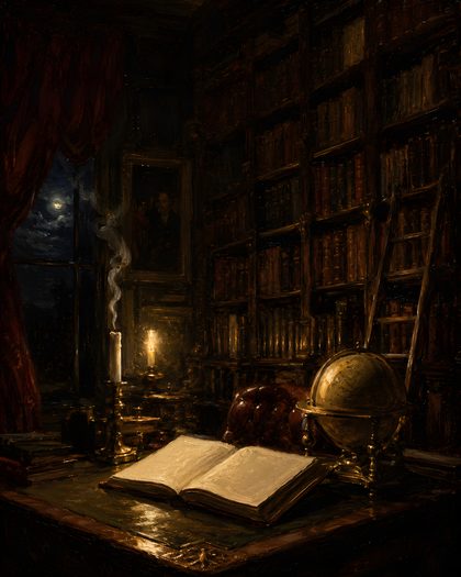 The Library at Night — Maison Soleil